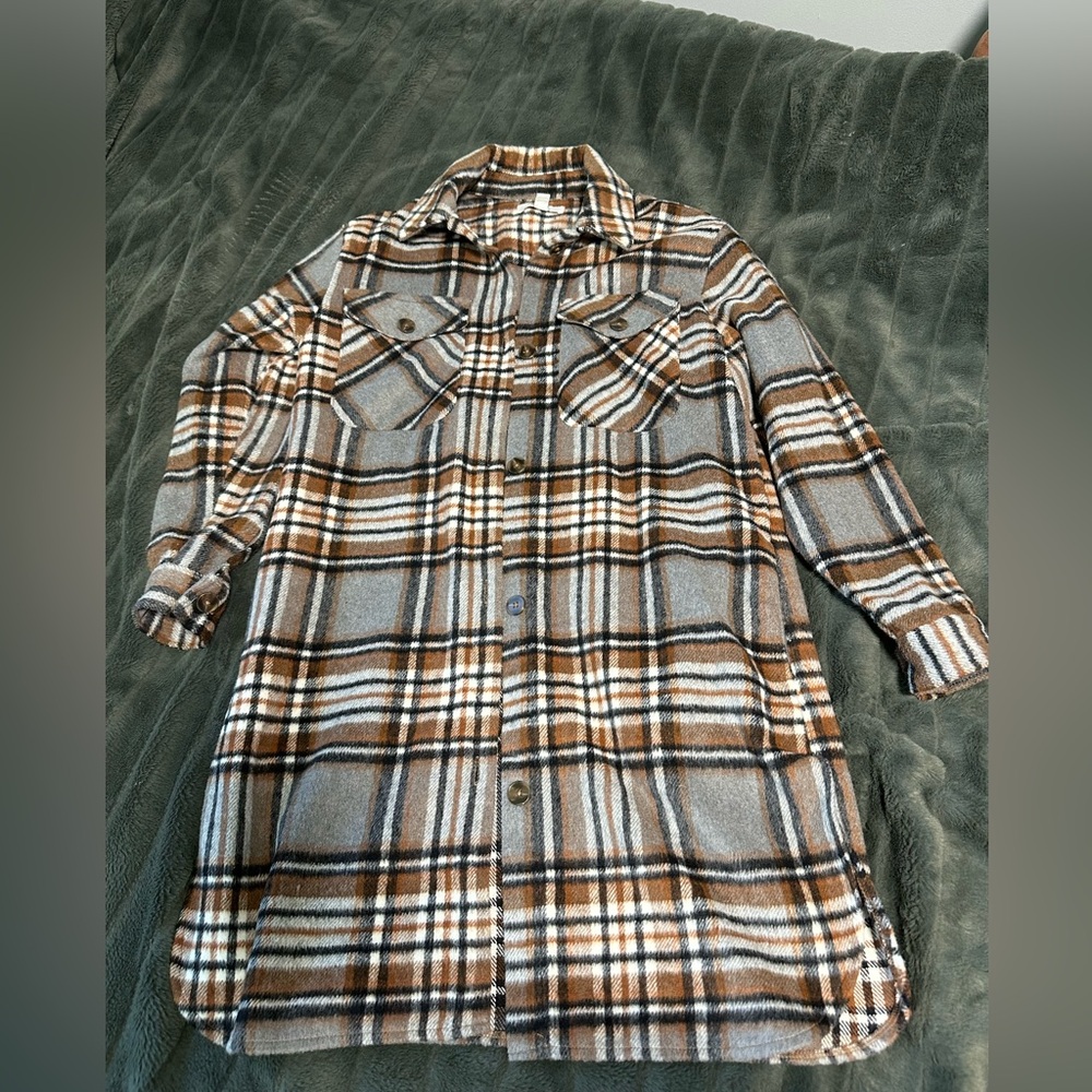 Long plaid shacket